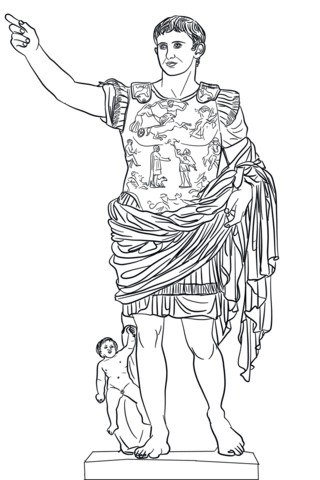 Augustus Caesar Statue (Augustus Of Prima Porta) Coloring Page